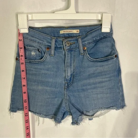 Levi’s High Waisted Shorts Size 24 Levi’s Cut Off Stretchy Denim - Picture 4 of 7